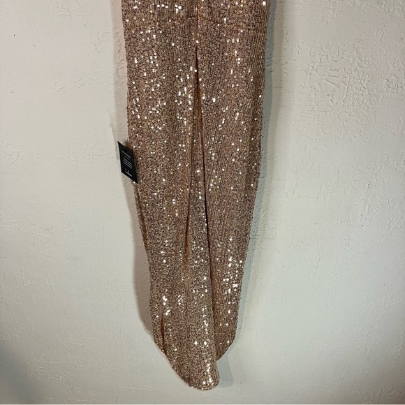 LULU’S Glamorous Arrival Rose Gold Sequin Midi Tulip Dress - Picture 11 of 13
